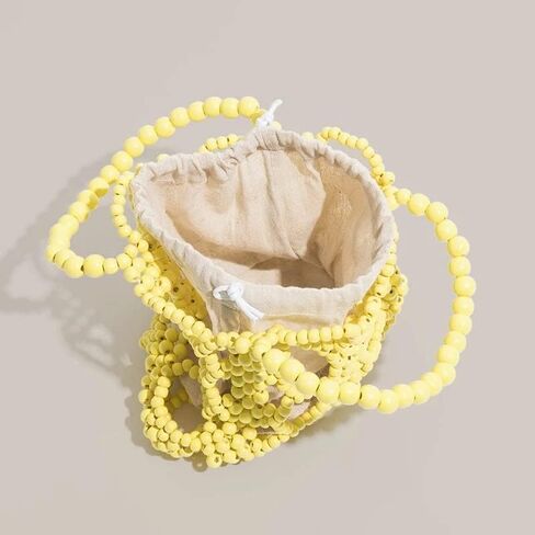 Handmade Top Handle Evening Bag With Drawstring Purse Small Woven Beach Tote Party Handbags in Kuwait