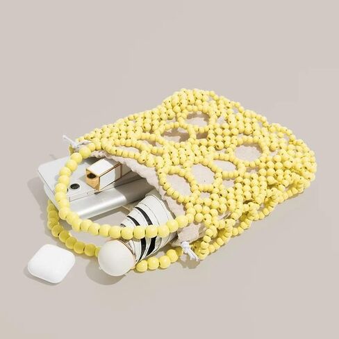 Handmade Top Handle Evening Bag With Drawstring Purse Small Woven Beach Tote Party Handbags in Kuwait