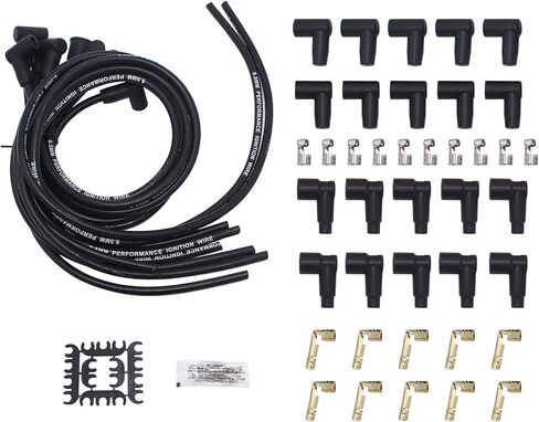 1 Set 8.5mm Red 90 Degree Boot Spark Plug Wires W/Looms in Saudi Arabia