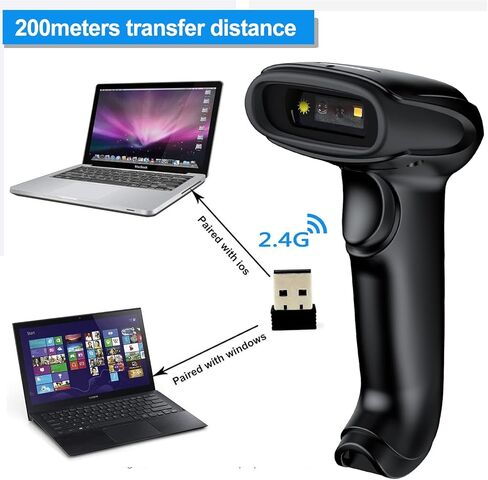 2D Wireless Barcode Scanner,Symcode Datamatrix PDF417 QR Code Handheld Reader for Screen and Printed Bar Code Scan, Works with Windows Mac and Linux PC POS in Kuwait