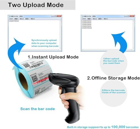 2D Wireless Barcode Scanner,Symcode Datamatrix PDF417 QR Code Handheld Reader for Screen and Printed Bar Code Scan, Works with Windows Mac and Linux PC POS in Kuwait