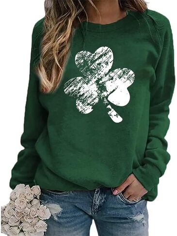 St Patricks Day Sweatshirt Women: St Patricks Day Shirt Cute Here for The Shenanigans Sweatshirts Casual Irish Shirts in Saudi Arabia