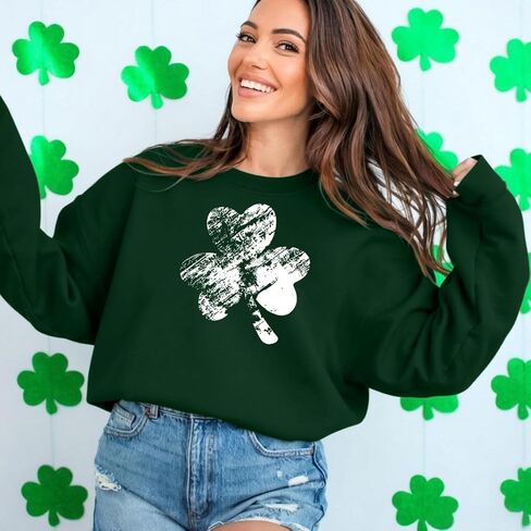 St Patricks Day Sweatshirt Women: St Patricks Day Shirt Cute Here for The Shenanigans Sweatshirts Casual Irish Shirts in Saudi Arabia