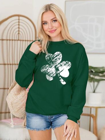 St Patricks Day Sweatshirt Women: St Patricks Day Shirt Cute Here for The Shenanigans Sweatshirts Casual Irish Shirts in Saudi Arabia