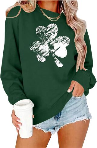 St Patricks Day Sweatshirt Women: St Patricks Day Shirt Cute Here for The Shenanigans Sweatshirts Casual Irish Shirts in Saudi Arabia