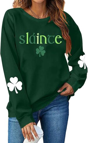 St Patricks Day Sweatshirt Women: St Patricks Day Shirt Cute Here for The Shenanigans Sweatshirts Casual Irish Shirts in Saudi Arabia
