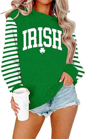 St Patricks Day Sweatshirt Women: St Patricks Day Shirt Cute Here for The Shenanigans Sweatshirts Casual Irish Shirts in Saudi Arabia