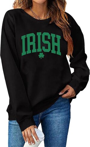 St Patricks Day Sweatshirt Women: St Patricks Day Shirt Cute Here for The Shenanigans Sweatshirts Casual Irish Shirts in Saudi Arabia