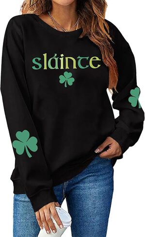 St Patricks Day Sweatshirt Women: St Patricks Day Shirt Cute Here for The Shenanigans Sweatshirts Casual Irish Shirts in Saudi Arabia