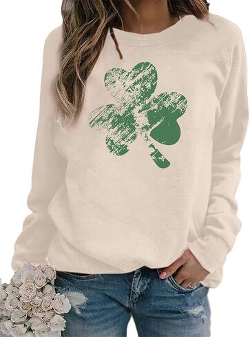 St Patricks Day Sweatshirt Women: St Patricks Day Shirt Cute Here for The Shenanigans Sweatshirts Casual Irish Shirts in Saudi Arabia