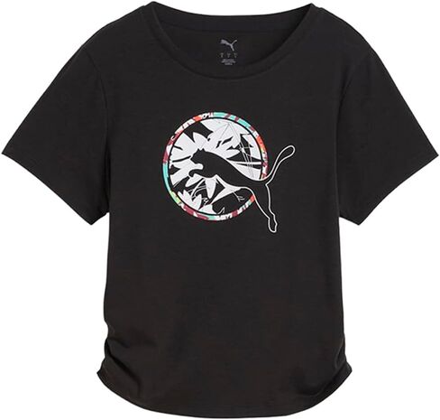 PUMA Womens Tropical Graphic Fashion Crew Neck Short Sleeve Casual Tops Casual - Black in Saudi Arabia