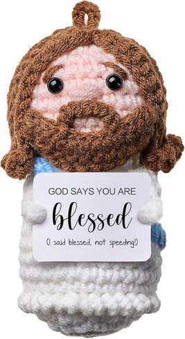 Handmade Crochet Jesus Car Charm, “Bless This Ride – Lord Stay Beside Me" Rearview Mirror Hanging Decor, Christian Car Accessory & Encouragement Gift in Saudi Arabia