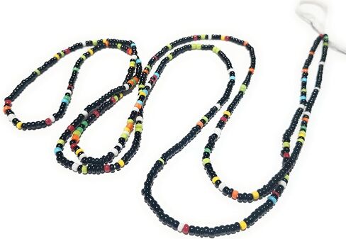 Handmade African Waist Beads, Multicolor Seed Beads, 44-Inch Traditional Tie-On Belly Beads, 2mm Glass Beads, 9 Color Options in Kuwait
