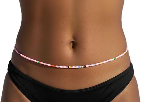 Handmade African Waist Beads, Multicolor Seed Beads, 44-Inch Traditional Tie-On Belly Beads, 2mm Glass Beads, 9 Color Options in Kuwait
