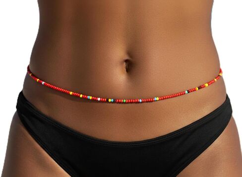 Handmade African Waist Beads, Multicolor Seed Beads, 44-Inch Traditional Tie-On Belly Beads, 2mm Glass Beads, 9 Color Options in Kuwait