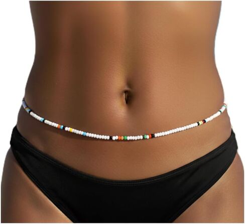 Handmade African Waist Beads, Multicolor Seed Beads, 44-Inch Traditional Tie-On Belly Beads, 2mm Glass Beads, 9 Color Options in Kuwait