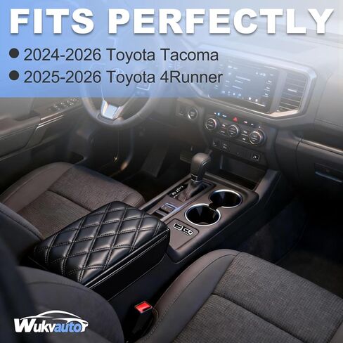 غطاء وحدة التحكم المركزية لعام 2024-2026 Toyota Tacoma Center Console Cover 2025-2026 Toyota 4Runner غطاء مسند الذراع وسادة وسادة لملحقات Toyota Tacoma من جلد البولي يوريثان in Saudi Arabia