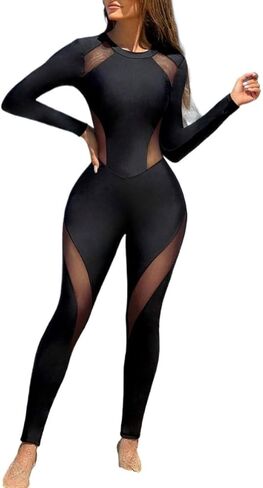 Womens Semi-Sheer Long-Sleeved One-Piece Swimsuit Casual Monokini for Beach Vacation 2026 in Saudi Arabia