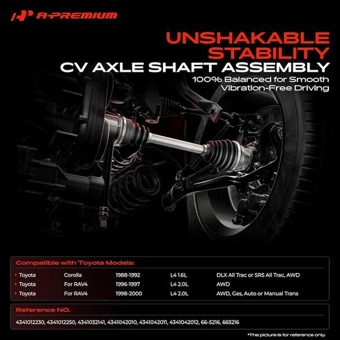 A-Premium CV Axle Shaft Assembly Compatible with Toyota Corolla 1988-1992, RAV4 1996-2000, AWD Only, Front Left Driver Side, Replace# 4342012151, 4342032121 in Saudi Arabia