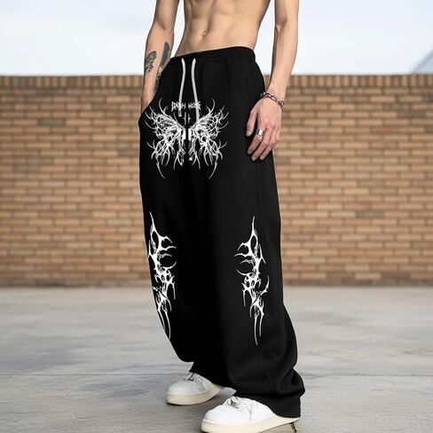 Graphic Sweatpants with Drawstring Waist and Pockets for Men Women, Y2K Style Baggy Jogger Pants for Casual Wear in Saudi Arabia