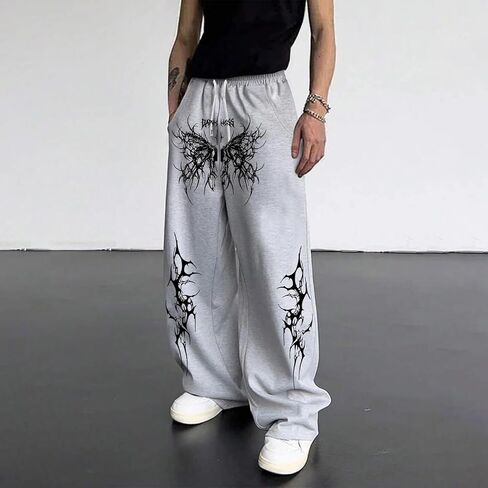 Graphic Sweatpants with Drawstring Waist and Pockets for Men Women, Y2K Style Baggy Jogger Pants for Casual Wear in Saudi Arabia