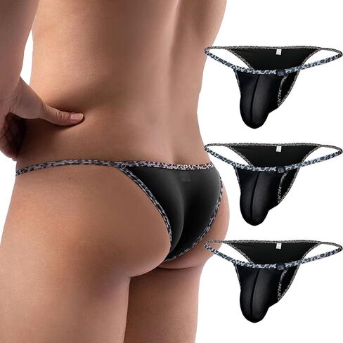 Men's Sexy Thong Briefs Leopard Pattern Print Bikini Underwear in Kuwait