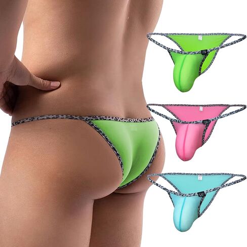 Men's Sexy Thong Briefs Leopard Pattern Print Bikini Underwear in Saudi Arabia