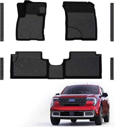 Mabett Floor Mats with Door Sill Protectors for Ford Maverick Hybrid Accessories 2026 2025 2024 2023 2022, All-Weather TPE Liner Mat Custom Fit Maverick Hybrid Model(NOT fit Gasoline) in Saudi Arabia