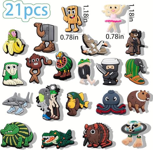 21Pcs Italian Brainrot PVC Shoe Charms,Cute Cartoon Shoe Decorations for Clogs, Sandals & Party Shoes in Kuwait