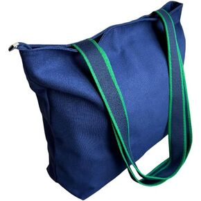 16OZ 100% قطن متين كبير متعدد الأغراض من القماش بسحاب إغلاق مبطن قابل لإعادة الاستخدام حفاضات الشاطئ للبقالة حقيبة غير رسمية in Kuwait