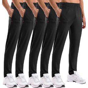 5 Pack Men's Sweatpants with Zipper Pockets Stretch Lightweight Athletic Track Activewear Pants for Men Joggers Running Workout Gym,XXL in Kuwait