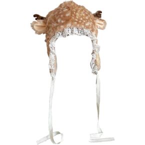 Furry Leg Warmer for Girls Cartoon Deer with Lace Brim Oversized Headgear Lovely Hat Cosplay Photo Props in Saudi Arabia