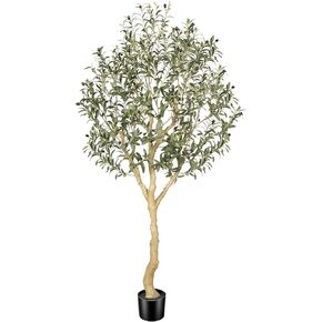 شجرة زيتون صناعية من Realead بطول 6 أقدام - شجرة زيتون صناعية مقاومة للأشعة فوق البنفسجية بأوراق واقعية وجذع من الخشب الطبيعي - شجرة زيتون وهمية كبيرة في الهواء الطلق لديكور فناء المكتب المنزلي الحديث in Kuwait