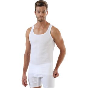 Men's Premium Cotton Ribbed Tank Top, Stretchy Athletic Undershirt, Made in Turkey, 2 Units in Saudi Arabia