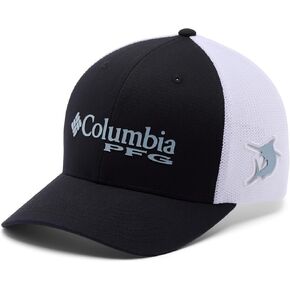 Columbia Unisex PFG Logo Mesh Ball Cap, Black/Crushed Blue/Marlin, S/M in Kuwait