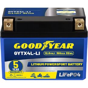 Goodyear GYTX9-LI Lithium LiFePO4 12.8V 300CCA Rechargeable High Performance Powersport Battery with Smart BMS Replacement for Motorcycle, ATV, UTV, Scooter, Watercraft, Jet Ski, and Snowmobile in Kuwait