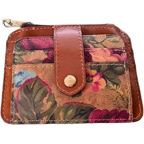 Patricia Nash Cassis Leather ID Case, Full-Grain Leather, RFID Blocking Wallet, Black/Tan, Heritage Style, with Card Slots & ID Window, Vintage Victorian Garden, 4.75x3.75x0.25 Inch in Kuwait