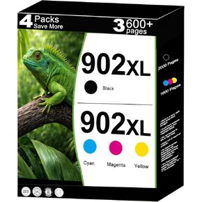 902XL Ink Cartridges 4-Pack Replacement for HP 902 XL T0A39AN Ink Cartridges Combo Pack Work for 6975 6962 6968 6963 6964 6978 6970 6960 6954 6951 6958 6950 6956 6961 Printer Cyan Magenta Yellow Black in Kuwait