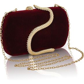 محفظة يد مسائية مخملية للنساء حقيبة سهرة رسمية لحفلات الزفاف ومحفظة العروس بمقبض على شكل ثعبان in Kuwait