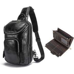 حقيبة LANNSYNE كلاسيكية من الجلد المحبب بالكامل حقيبة كروس على الصدر حقيبة نهارية وجلد محبب لجواز السفر محفظة طويلة للرجال/النساء حجب RFID in Kuwait