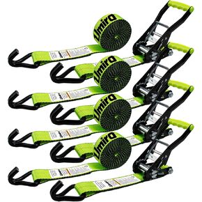 Ratchet Straps Heavy Duty w/Forged J Hooks Tie Down Straps,2" x 27' 10000lbs Break Strength,Heavy-Duty Neon Green Polyester Webbing for Cargo Control,Truck,Trailer,Motorcycle,ATV & Boat(4 Pack) in Kuwait