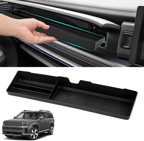 قطعتان من حامل أكواب الماء وحصيرة واقية للشحن اللاسلكي متوافقة مع ملحقات Hyundai Santa Fe 2024 2025، وحدة التحكم المركزية حامل أكواب السيليكون ووسادة شحن لاسلكية باللون الأسود in Kuwait