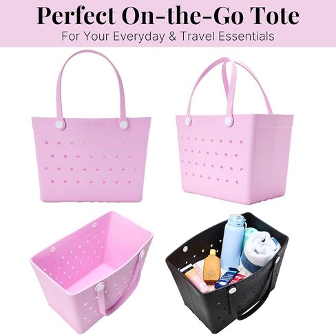 Baggallini Breeze Tote - 9"x18" Lightweight Washable Shoulder Bag - EVA Durable Beach Bag in Saudi Arabia