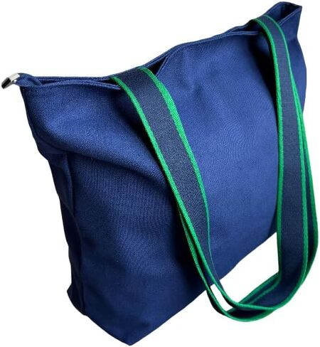 16OZ 100% قطن متين كبير متعدد الأغراض من القماش بسحاب إغلاق مبطن قابل لإعادة الاستخدام حفاضات الشاطئ للبقالة حقيبة غير رسمية in Kuwait