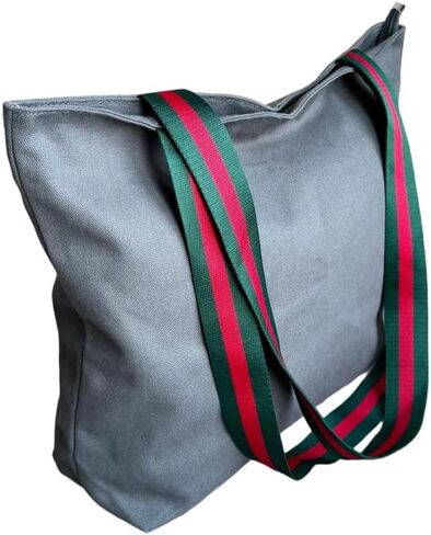 16OZ 100% Cotton Durable Large Multi Purpose Canvas Zipper Closure Lined Reusable Grocery Beach Diaper Casual Tote in Saudi Arabia