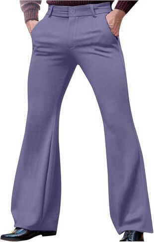 Mens Flare Dress Pants Slim Fit Wide Leg Slacks Retro Bell Bottom Suit Pant Business Casual Lightweight Dressy Trousers in Saudi Arabia