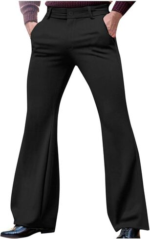 Mens Flare Dress Pants Slim Fit Wide Leg Slacks Retro Bell Bottom Suit Pant Business Casual Lightweight Dressy Trousers in Saudi Arabia