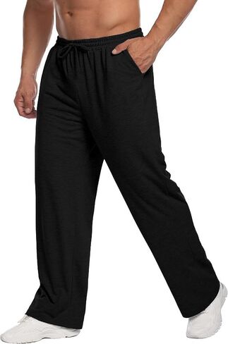Men’s Loose Fit Sweatpants Drawstring Waist Casual Pants with Side Pockets Straight Leg Knit Lounging Wear in Saudi Arabia