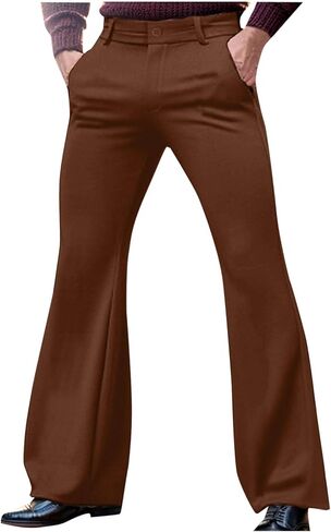 Mens Flare Dress Pants Slim Fit Wide Leg Slacks Retro Bell Bottom Suit Pant Business Casual Lightweight Dressy Trousers in Saudi Arabia