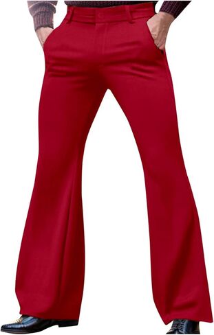 Mens Flare Dress Pants Slim Fit Wide Leg Slacks Retro Bell Bottom Suit Pant Business Casual Lightweight Dressy Trousers in Saudi Arabia